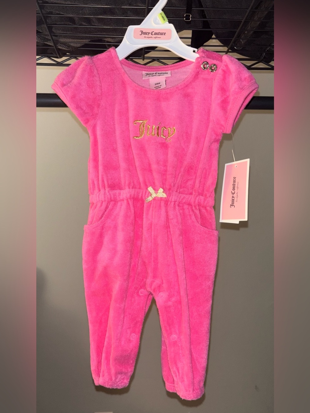 Juicy Couture Pink Terry Solid Romper One-Piece Short Sleeve 3-6 Months